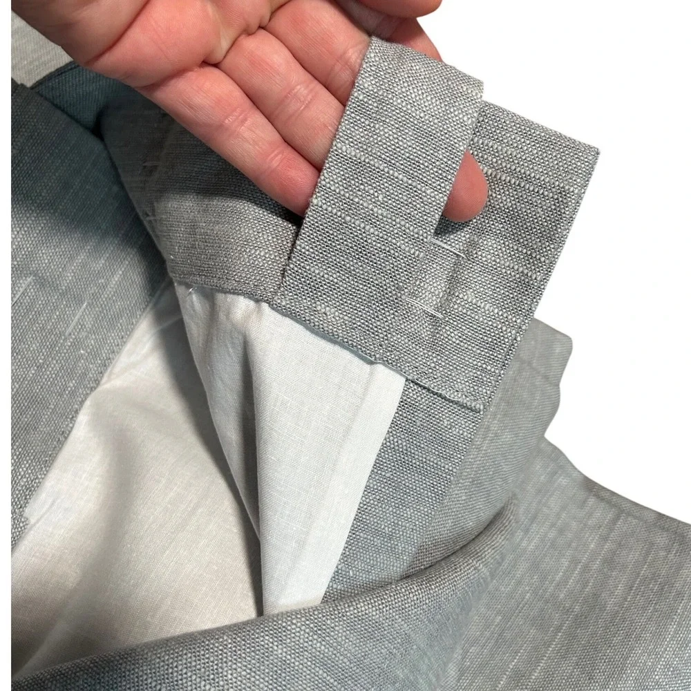Pottery Barn Grey Linen Cotton Blend Lined Curtain Panel 50x108 Back Tab Rod
